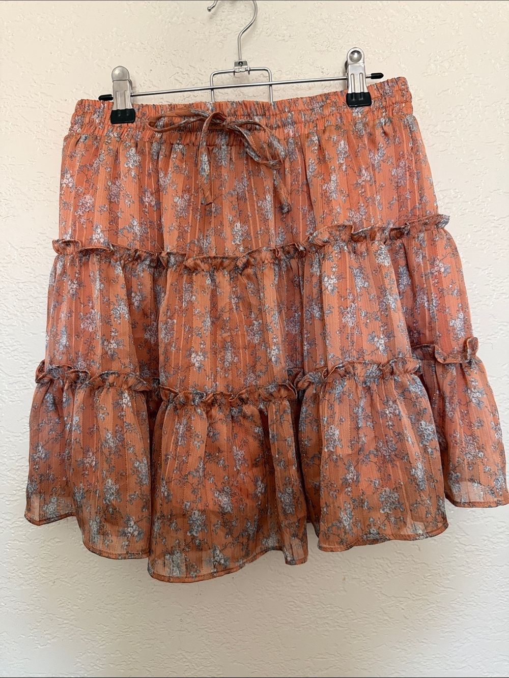 mittoshop Orange Floral Tiered Skater Skirt